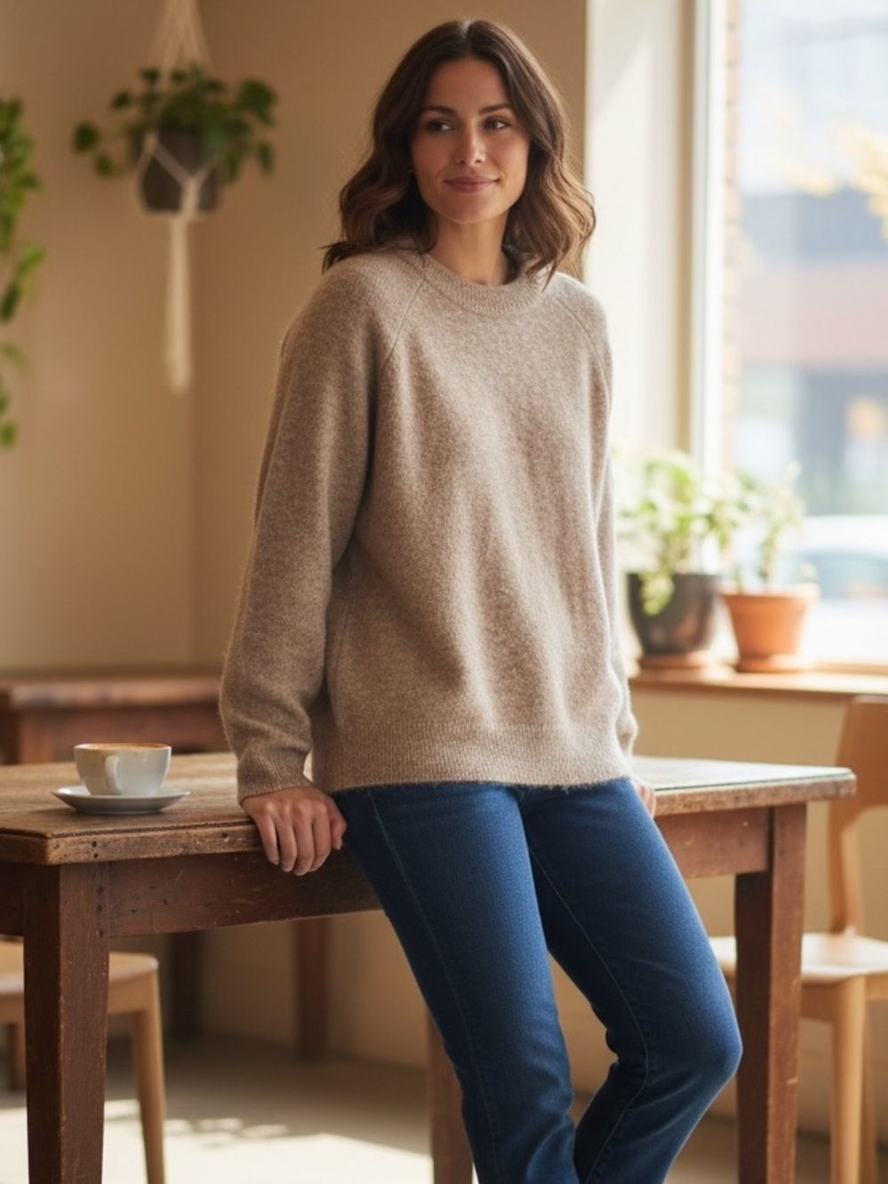 Zara Women's NWT Alpaca and Wool Blend Brown Crew Neck Sweater Size Medium